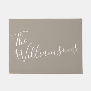 ミニマリストスパーソナライズされたクリプト名Taupe Brown   ドアマット