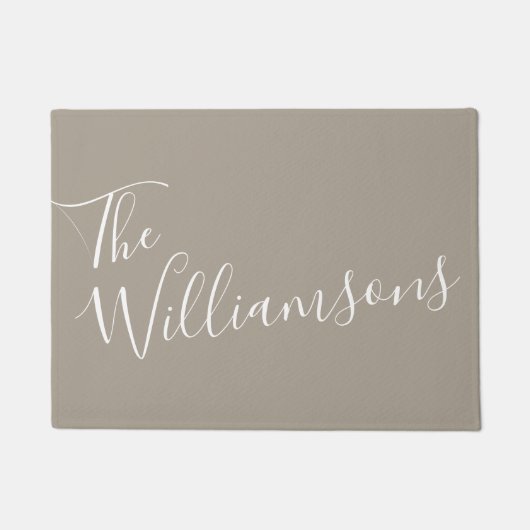ミニマリストスパーソナライズされたクリプト名Taupe Brown   ドアマット (正面)
