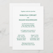 ミニマリストスペインのグリーン – 英語2披露宴 招待状 (正面/裏面)