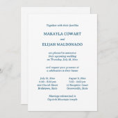 ミニマリストスペインのブルー – イングリッシュ2披露宴 招待状 (正面/裏面)