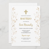 ミニマリストスペインの洗礼 招待状 (正面/裏面)