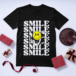 ミニマリストスマイル絵文字レトロタイポグラフィーユーモア Tシャツ