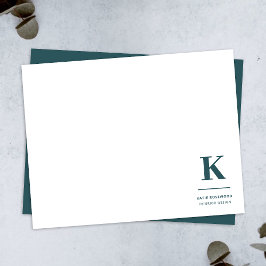 ミニマリストスモークグリーンモダンラージイニシャル ノートカード