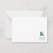 ミニマリストスモークグリーンモダンラージイニシャル ノートカード (正面)