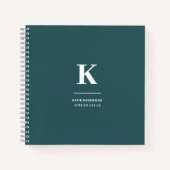 ミニマリストスモークグリーンモダンラージイニシャル ノートブック (正面)