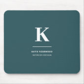 ミニマリストスモークグリーンモダンラージイニシャル マウスパッド (正面)