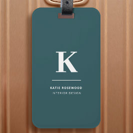ミニマリストスモークグリーンモダンラージイニシャル ラゲッジタグ