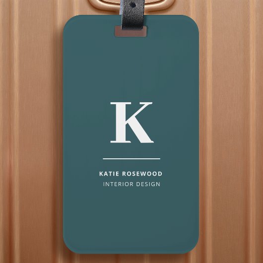 ミニマリストスモークグリーンモダンラージイニシャル ラゲッジタグ