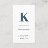 ミニマリストスモークグリーンモダンラージイニシャル 名刺 (正面)