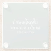 ミニマリストセージグリーンアンドホワイトブライダルシャワー ガラスコースター (裏面)