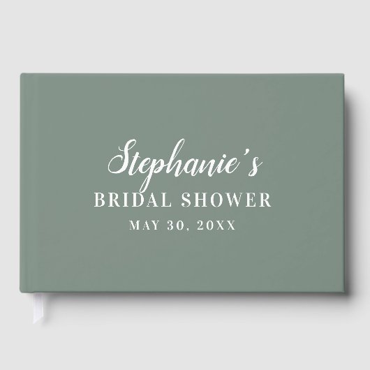 ミニマリストセージグリーンアンドホワイトブライダルシャワー ゲストブック (正面)