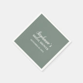 ミニマリストセージグリーンアンドホワイトブライダルシャワー スタンダードカクテルナプキン (角)