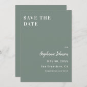 ミニマリストセージグリーンアンドホワイトブライダルシャワー セーブザデート (正面/裏面)