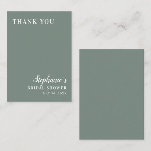 ミニマリストセージグリーンアンドホワイトブライダルシャワー ノートカード (正面/裏面)