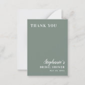 ミニマリストセージグリーンアンドホワイトブライダルシャワー ノートカード (正面)