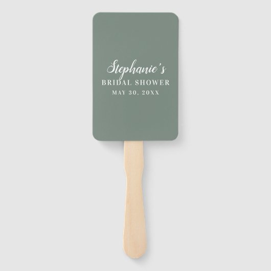 ミニマリストセージグリーンアンドホワイトブライダルシャワー ハンドファン (裏面)