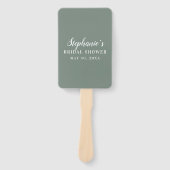 ミニマリストセージグリーンアンドホワイトブライダルシャワー ハンドファン (正面)