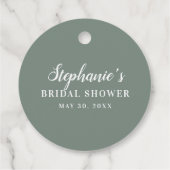 ミニマリストセージグリーンアンドホワイトブライダルシャワー フェイバータグ (裏面)