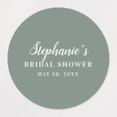 ミニマリストセージグリーンアンドホワイトブライダルシャワー ラベル (デザイン2)