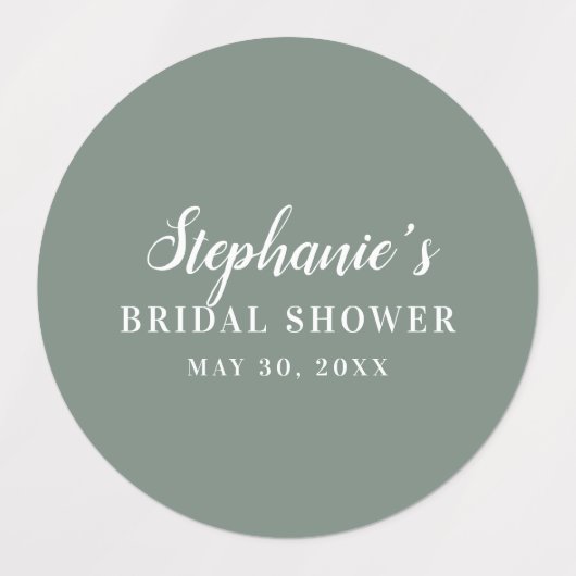 ミニマリストセージグリーンアンドホワイトブライダルシャワー ラベル (デザイン1)