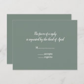 ミニマリストセージグリーンアンドホワイトブライダルシャワー 出欠カード (正面/裏面)