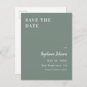 ミニマリストセージグリーンアンドホワイトブライダルシャワー 案内ポストカード (正面/裏面)