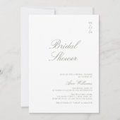 ミニマリストセージグリーンカリグラフィーブライダルシャワー 招待状 (正面)