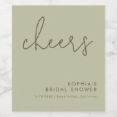 ミニマリストセージグリーンブライダルシャワー ワインラベル (シングルラベル)