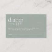 ミニマリストセージグリーンベビーシャワーおむつラッフル エンクロージャーカード (正面)