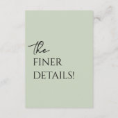 ミニマリストセージグリーンボー結婚ホトレンディー詳細 エンクロージャーカード (裏面)