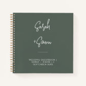 ミニマリストセージグリーンモス結婚ズゲストノートブック ノートブック (正面)