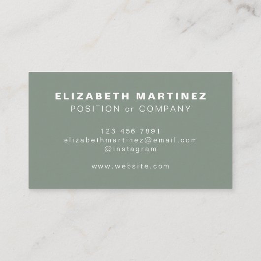 ミニマリストセージグリーンモダンプロフェッショナルカスタム 名刺 (裏面)