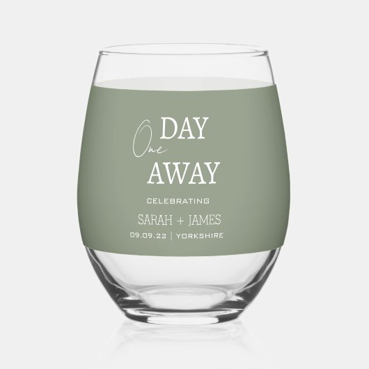 ミニマリストセージグリーンリハーサル結婚ディナー ステムなしワイングラス (正面)