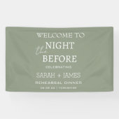 ミニマリストセージグリーンリハーサル結婚ディナー 横断幕 (横)