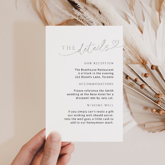 ミニマリストセージグリーン詳細カード(ハート付) エンクロージャーカード