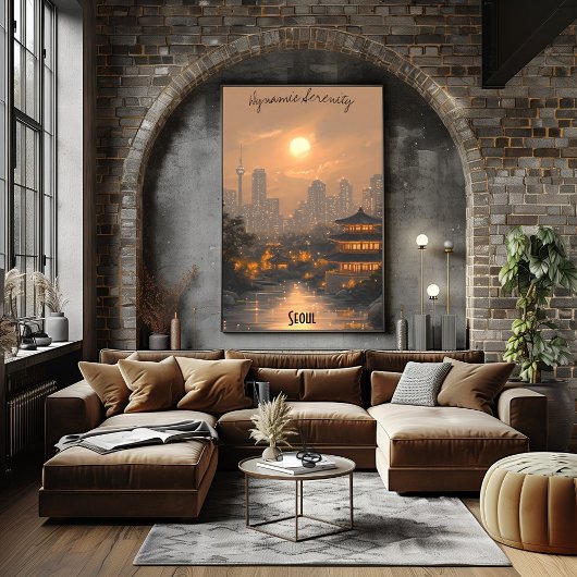 ミニマリストソウルスカイライン – 韓国のシティアート ポスター
