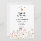 ミニマリストソフトピンクフローラ赤ちゃんシャワー 招待状 (正面)