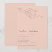 ミニマリストソフトピンクボホ植物線結婚の 招待状 (正面/裏面)