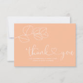 ミニマリストソフトピーチユーカリ赤ちゃんシャワー サンキューカード (正面)