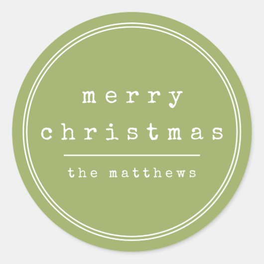 ミニマリストタイプライターグリーンファミリー ラウンドシール (正面)