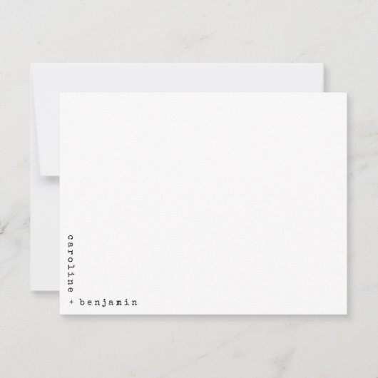 ミニマリストタイプライタータイポグラフィのコーナー名 ノートカード (正面)