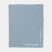 ミニマリストタイプライタータイポグラフィコーナー名(青) フリースブランケット (正面)