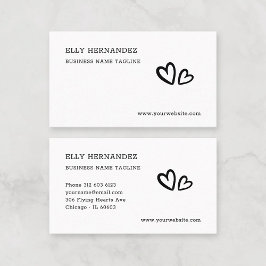 ミニマリストタイプライタータイポグラフィハートロゴブラック 名刺