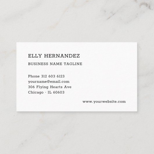 ミニマリストタイプライタータイポグラフィ白黒 名刺 (裏面)