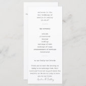 ミニマリストタイプライター白カスタムウェディングプログラム (正面/裏面)