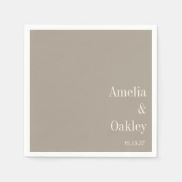ミニマリストタウペブラウンエレガントウェディングカスタム スタンダードカクテルナプキン