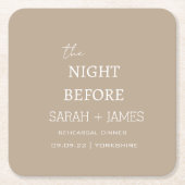 ミニマリストタウペリハーサルディナーウェディングパーティー スクエアペーパーコースター (正面)