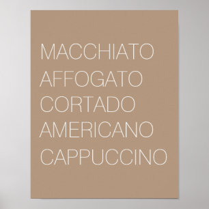 ミニマリストタンとホワイトコーヒータイププリント ポスター