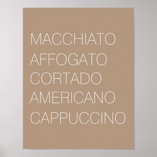 ミニマリストタンとホワイトコーヒータイププリント ポスター (正面)