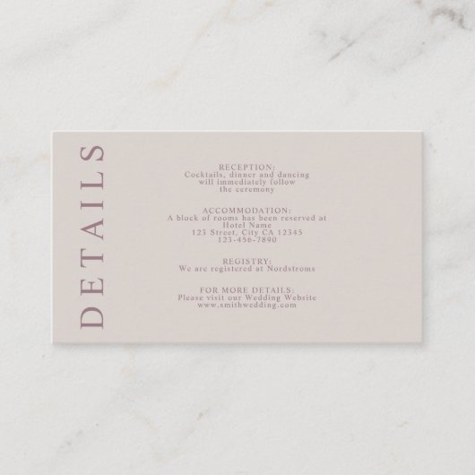 ミニマリストタンマウヴ赤面ピンクアーストーンエンクロス エンクロージャーカード (正面)